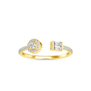 Double Diamond Open Cuff Ring