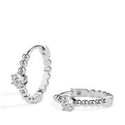 Small Hoop Round Cut Solitaire Diamond Earrings
