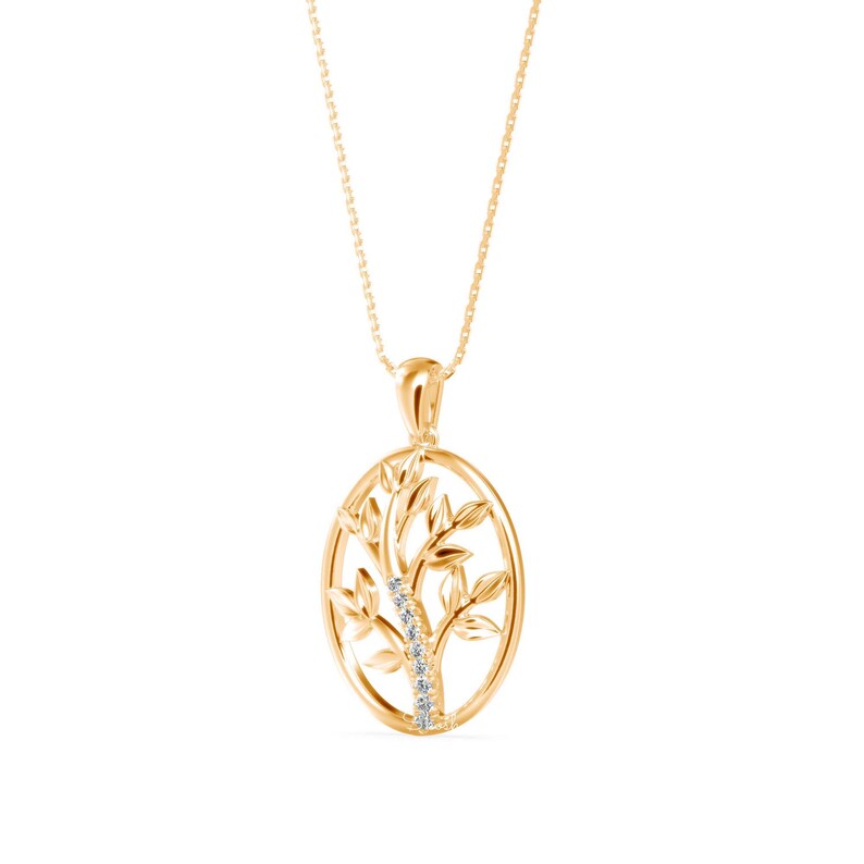 Tree of Life Diamond Charm Pendant Necklace