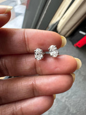 1 - 6 Carats Oval Cut Lab Grown Diamond Solitaire Stud Earrings
