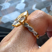 Marquise Lab Grown Diamond Engagement Ring with Twirl Gold Band