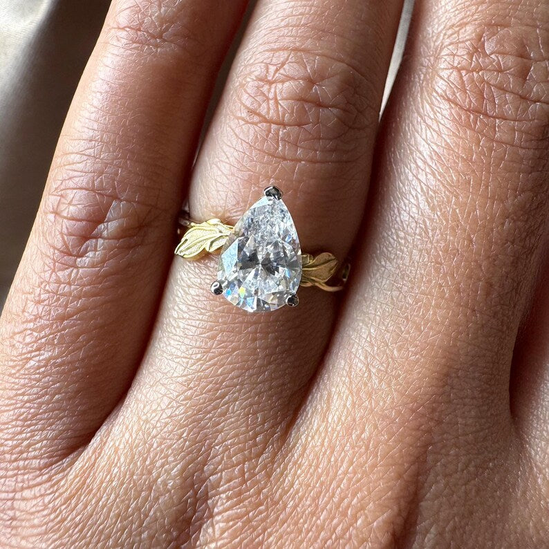 Nature Inspired Pear Cut Engagement Ring
