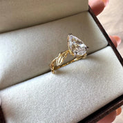 Nature Inspired Pear Cut Engagement Ring