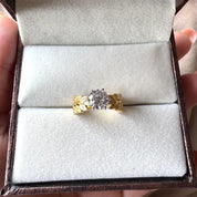 1 Carat Round Cut Lab Grown Diamond Engagement Ring with Leaf Band