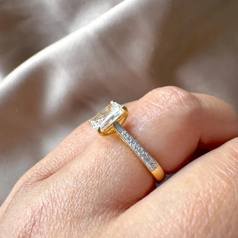 2.00 Carat Radiant Cut Engagement Ring with Tapering Diamond Studded Band