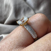 Emerald Cut Lab Grown Diamond Engagement Ring with Hidden Birthstone Solitaire Ring
