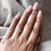 Emerald Cut Lab Grown Diamond Engagement Ring with Hidden Birthstone Solitaire Ring