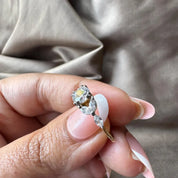 0.85 Carat Round Cut Lab Grown Diamond Engagement Ring with Marquise Diamonds