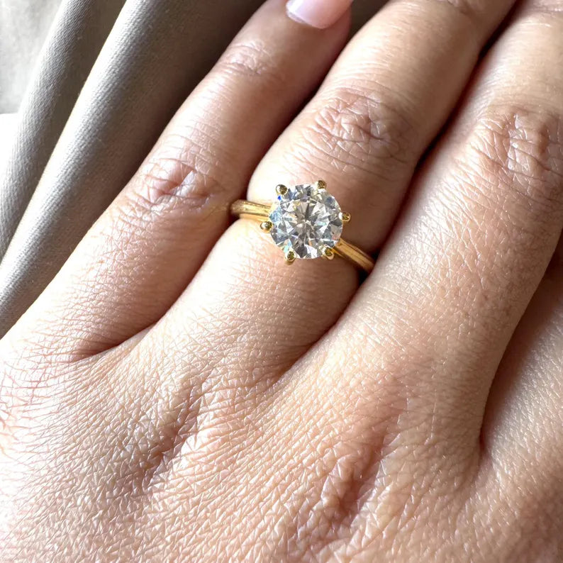 2 Carats Euro Shank Round Cut Lab Grown Diamond Engagement Ring