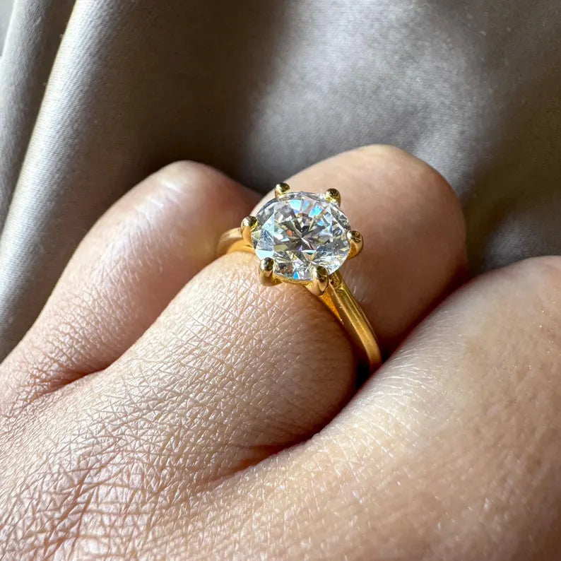 2 Carats Euro Shank Round Cut Lab Grown Diamond Engagement Ring
