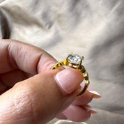 Oval Cut Man Made Diamond Ring with Side Stones