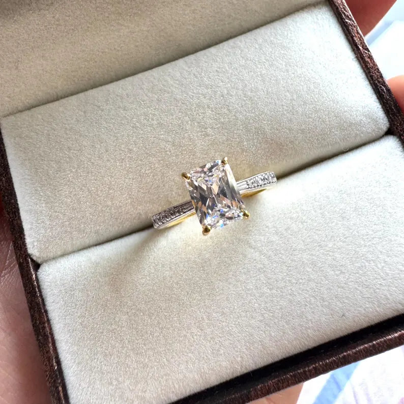 2.00 Carat Radiant Cut Engagement Ring with Tapering Diamond Studded Band