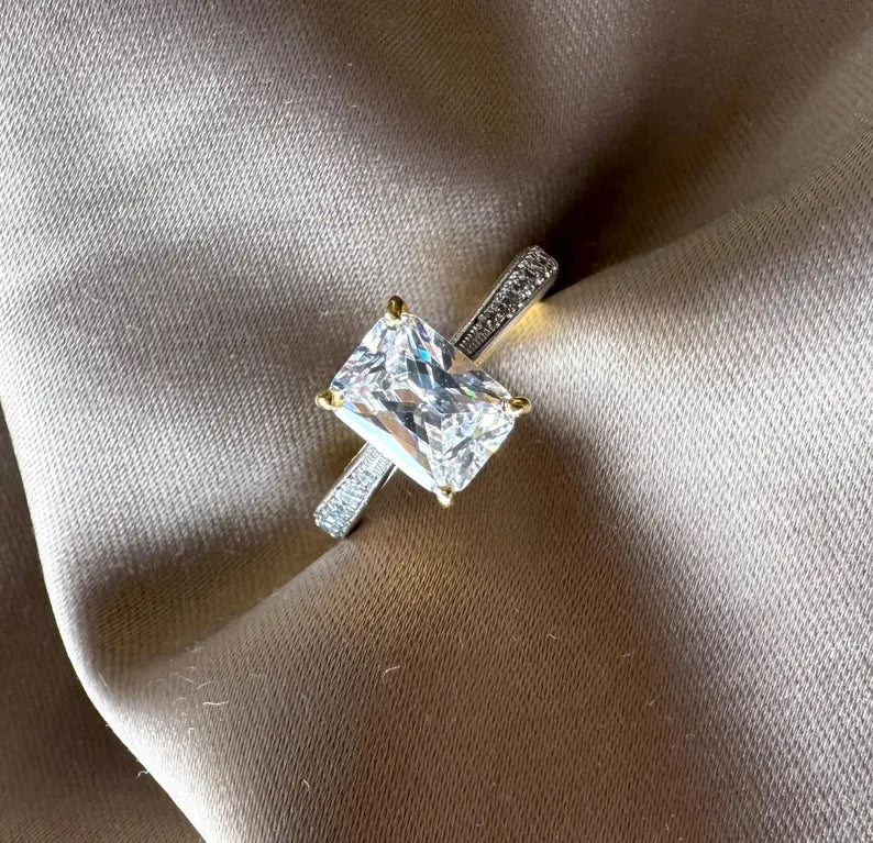 2.00 Carat Radiant Cut Engagement Ring with Tapering Diamond Studded Band