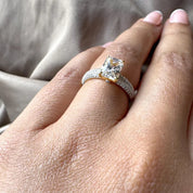 Emerald Cut Lab Grown Diamond Engagement Ring with Hidden Birthstone Solitaire Ring