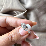 0.85 Carat Round Cut Lab Grown Diamond Engagement Ring with Marquise Diamonds