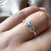 0.85 Carat Round Cut Lab Grown Diamond Engagement Ring with Marquise Diamonds