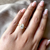 Pear Cut Engagement Ring with Leaf Engraving