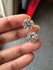 10 Carats Diamond Round Brilliant Cut Lab Grown Diamond Solitaire Stud Earrings