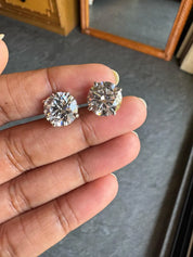 10 Carats Diamond Round Brilliant Cut Lab Grown Diamond Solitaire Stud Earrings