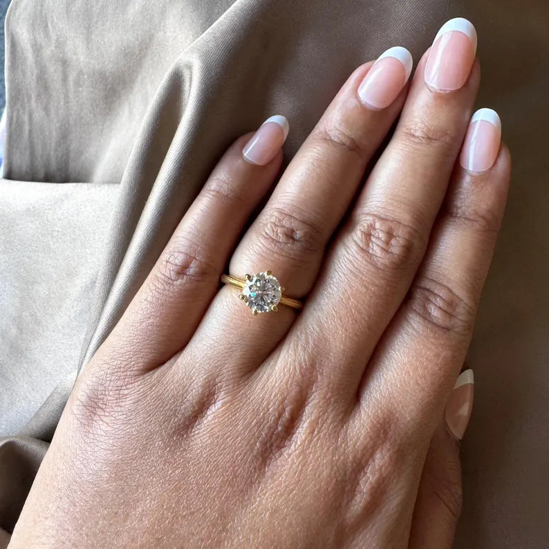 2 Carats Euro Shank Round Cut Lab Grown Diamond Engagement Ring