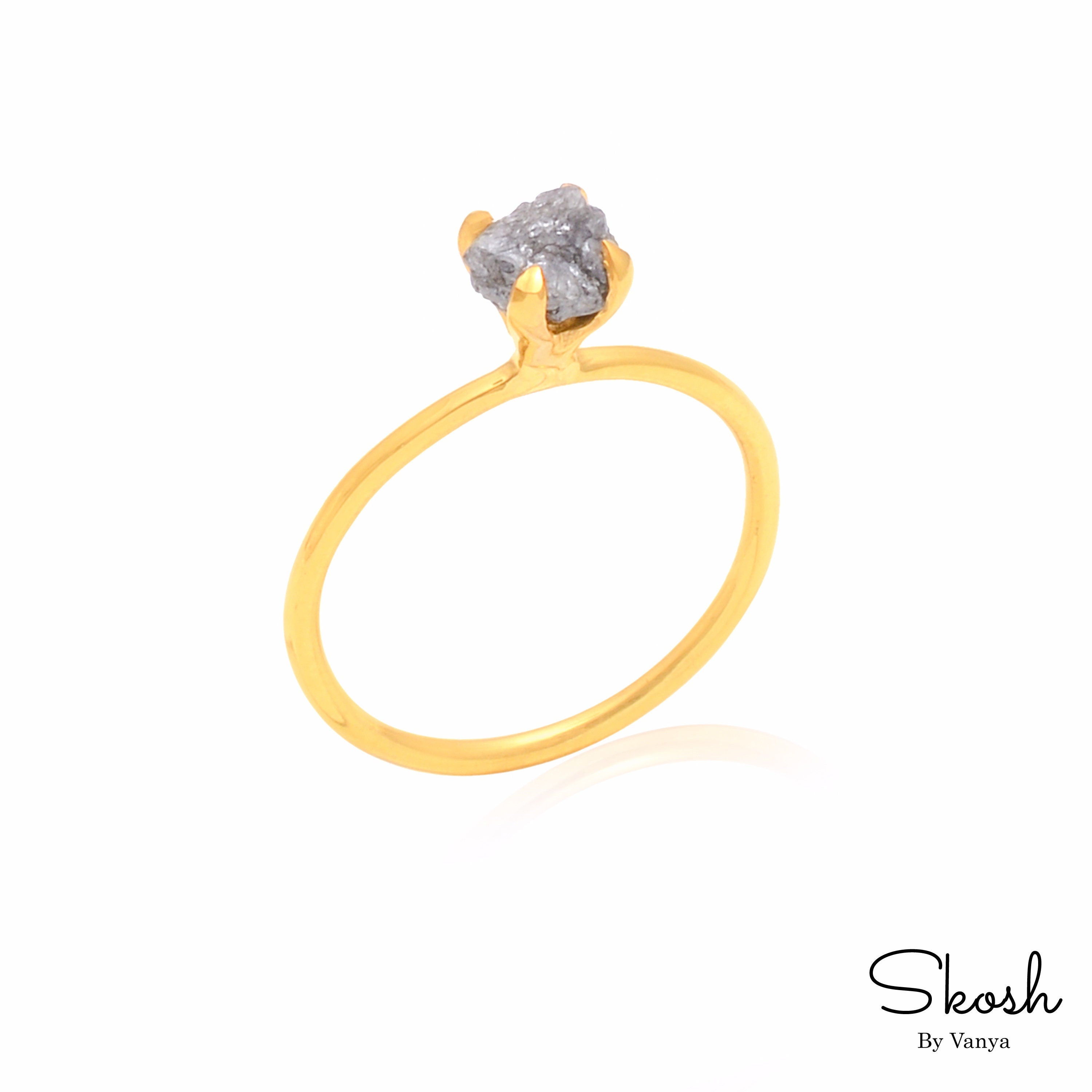 1 CTW Grey Diamond Stacking Dainty Engagement Ring