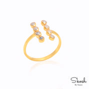 Bezel Bar White Diamond Engagement Ring with Rose Cut Diamond