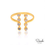 Bezel Bar White Diamond Engagement Ring with Rose Cut Diamond