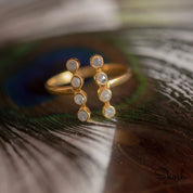 Bezel Bar White Diamond Engagement Ring with Rose Cut Diamond