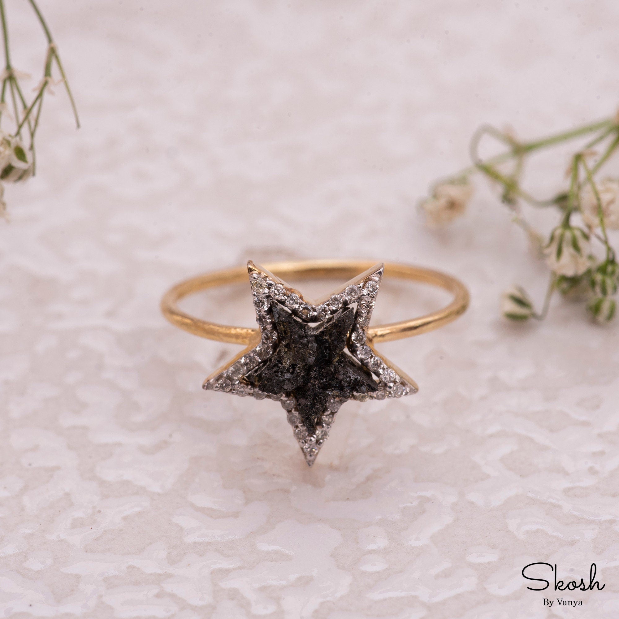 Celestial Star Black Rough Diamond Ring