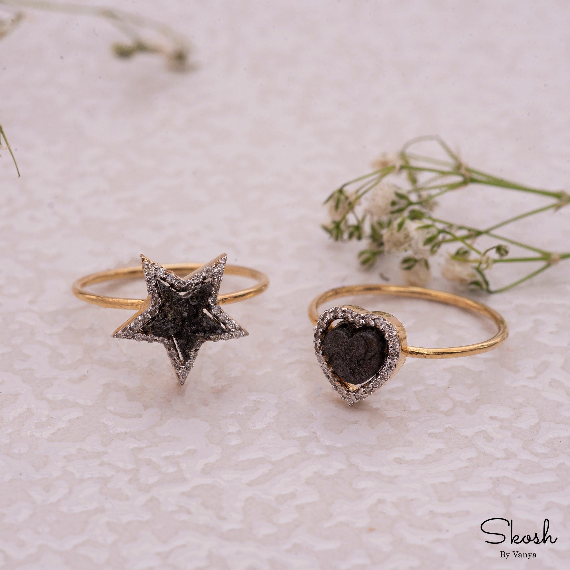Celestial Star Black Rough Diamond Ring