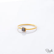 Rough Raw Black Blue Yellow Grey Natural Cube Diamond Stackable Ring