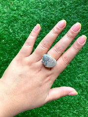 Raw Gray Rough Diamond Heart Ring