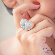 Raw Gray Rough Diamond Heart Ring