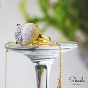 Raw Gray Rough Diamond Heart Ring