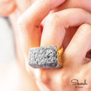 Oversized Raw Gray Diamond Cocktail Ring