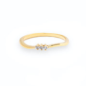 Minimal 3 Diamond Wavy Stacking Ring