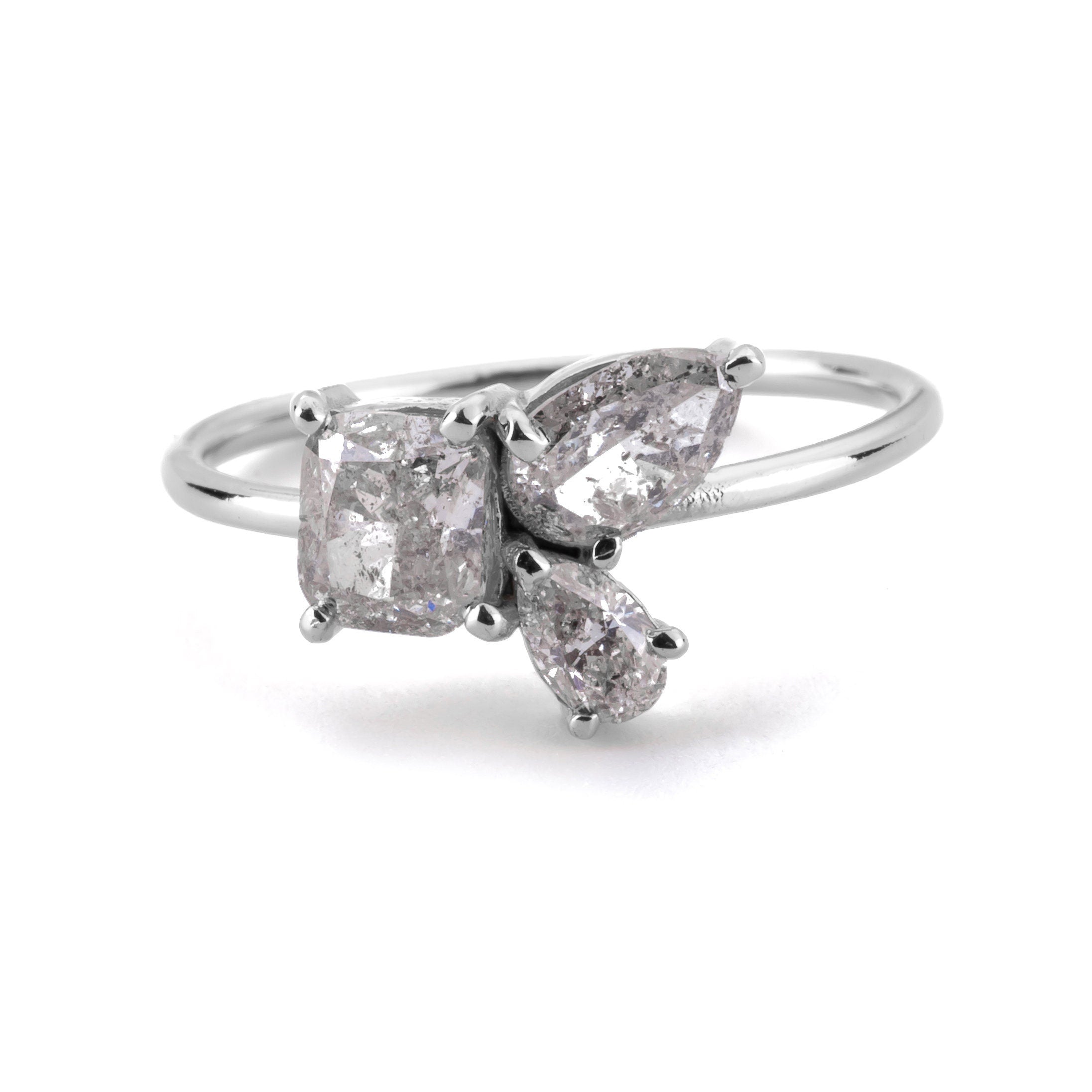 Lab Grown Diamond Pear and Cushion Cut Engagement Ring