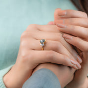 Salt and Pepper Hexagon Solitaire Engagement Ring