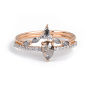 Pear Shape Salt and Pepper Engagement Ring