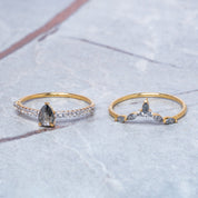 Pear Shape Salt and Pepper Engagement Ring