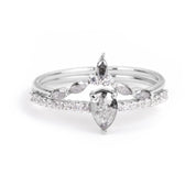 Pear Shape Salt and Pepper Engagement Ring