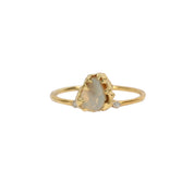 Natural Raw Opal & Diamond Solitaire Ring