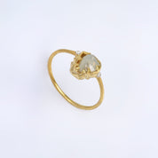 Natural Raw Opal & Diamond Solitaire Ring