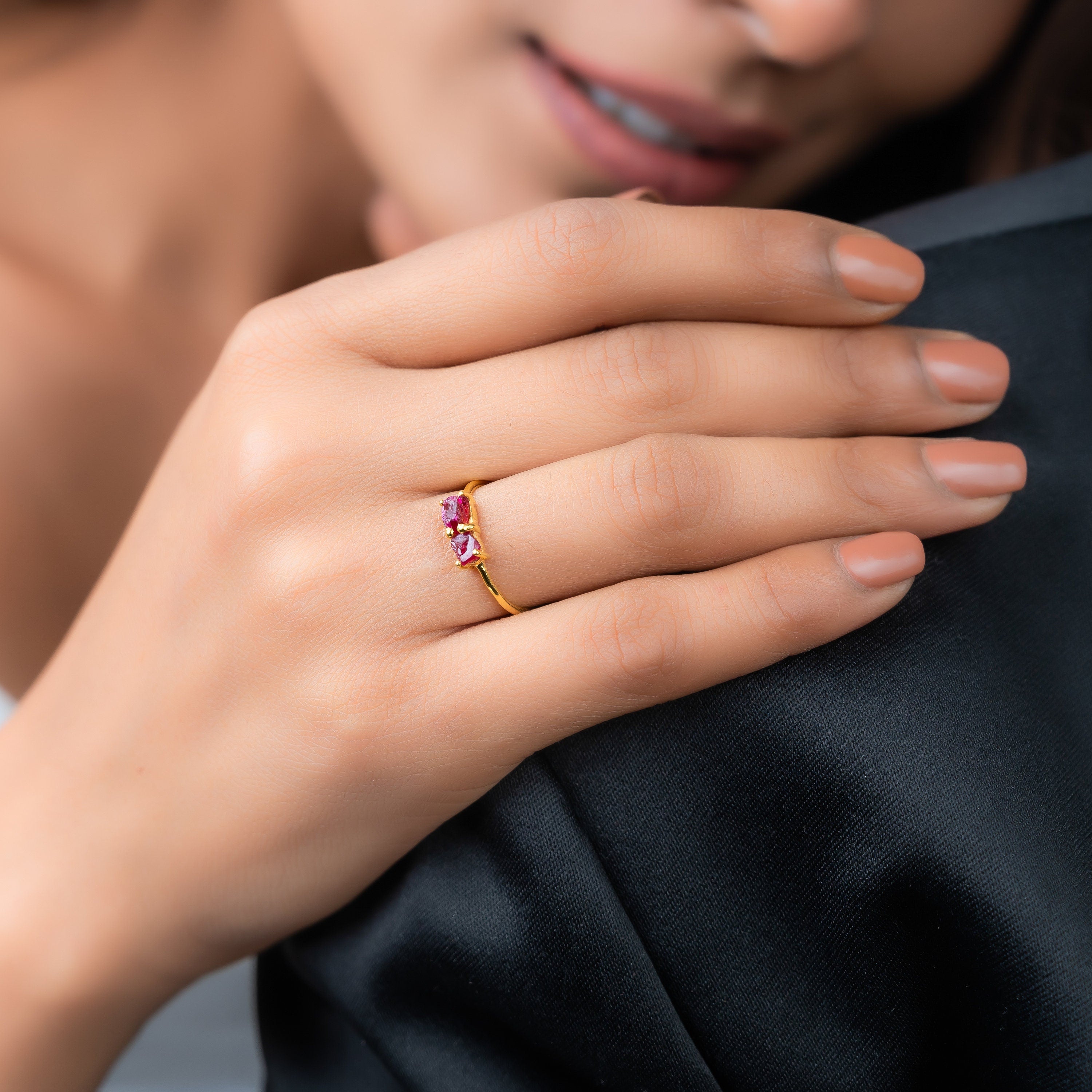 Raw Ruby Stackable Ring
