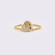 Natural Raw Opal & Diamond Solitaire Ring