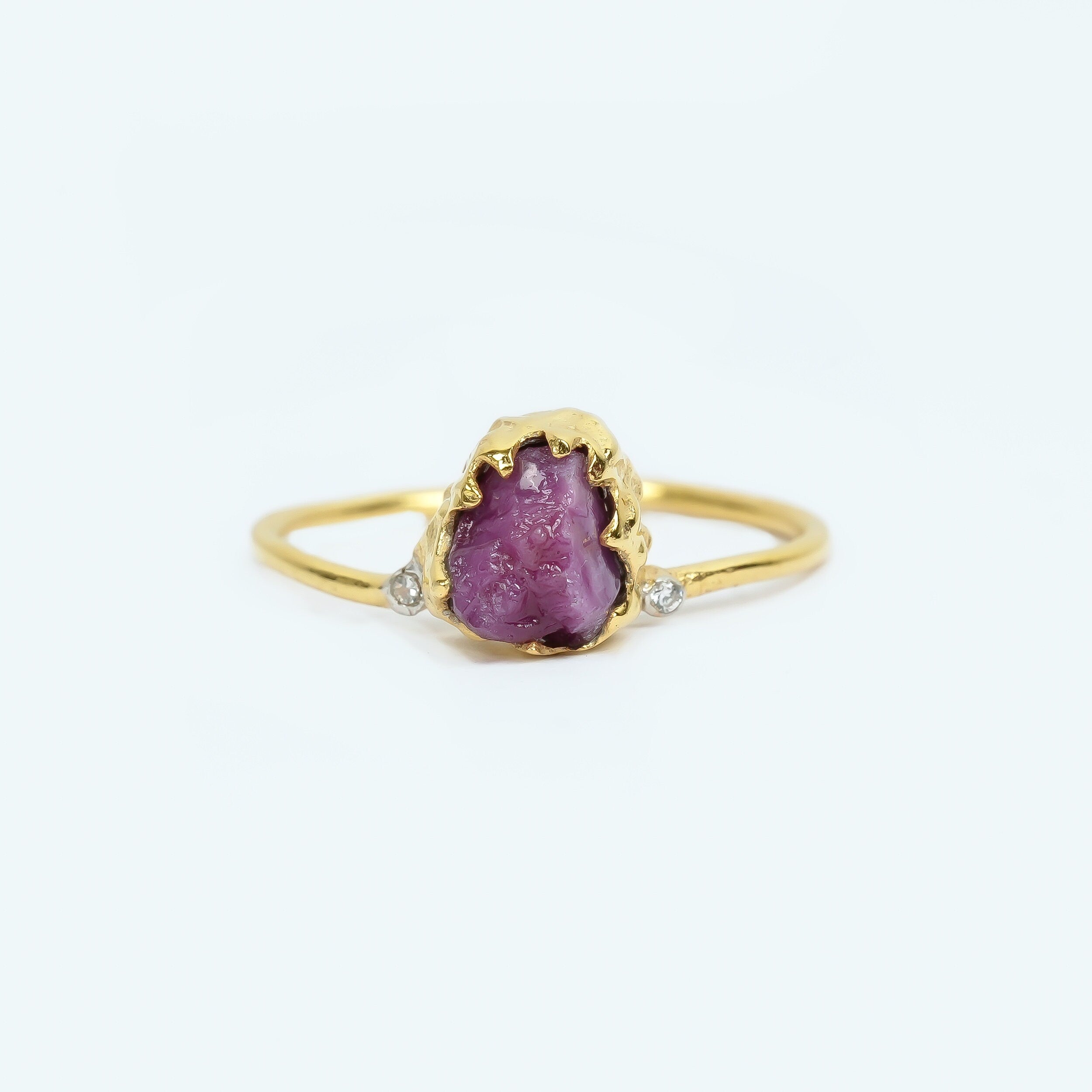 Natural Raw Ruby Solitaire Ring