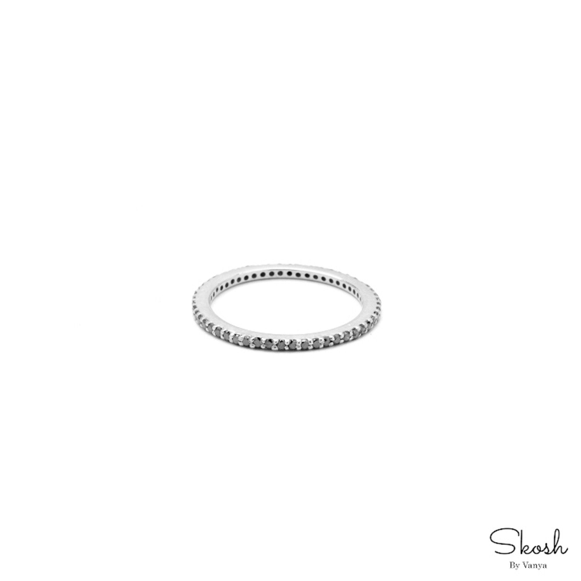 Handmade Black Diamond Stacking Eternity Ring /925 Silver