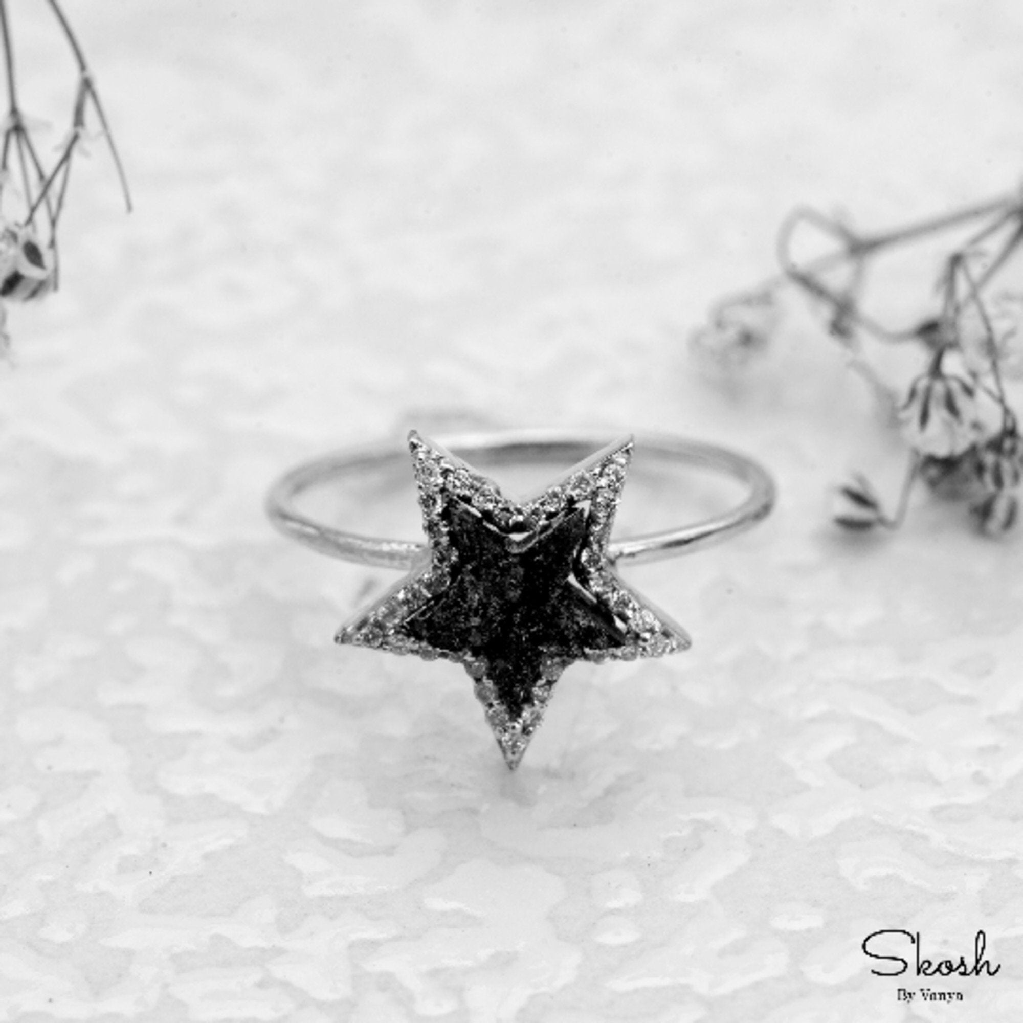 Celestial Star Black Rough Diamond Ring