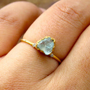 Raw Blue Aquamarine Ring
