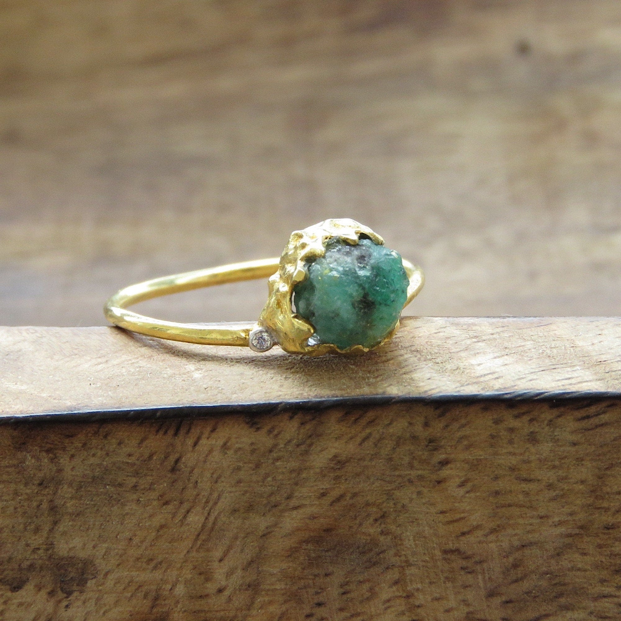 Natural Raw Emerald Ring